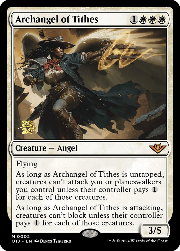 Archangel of Tithes [Outlaws of Thunder Junction Prerelease Promos] | I Want That Stuff Brandon