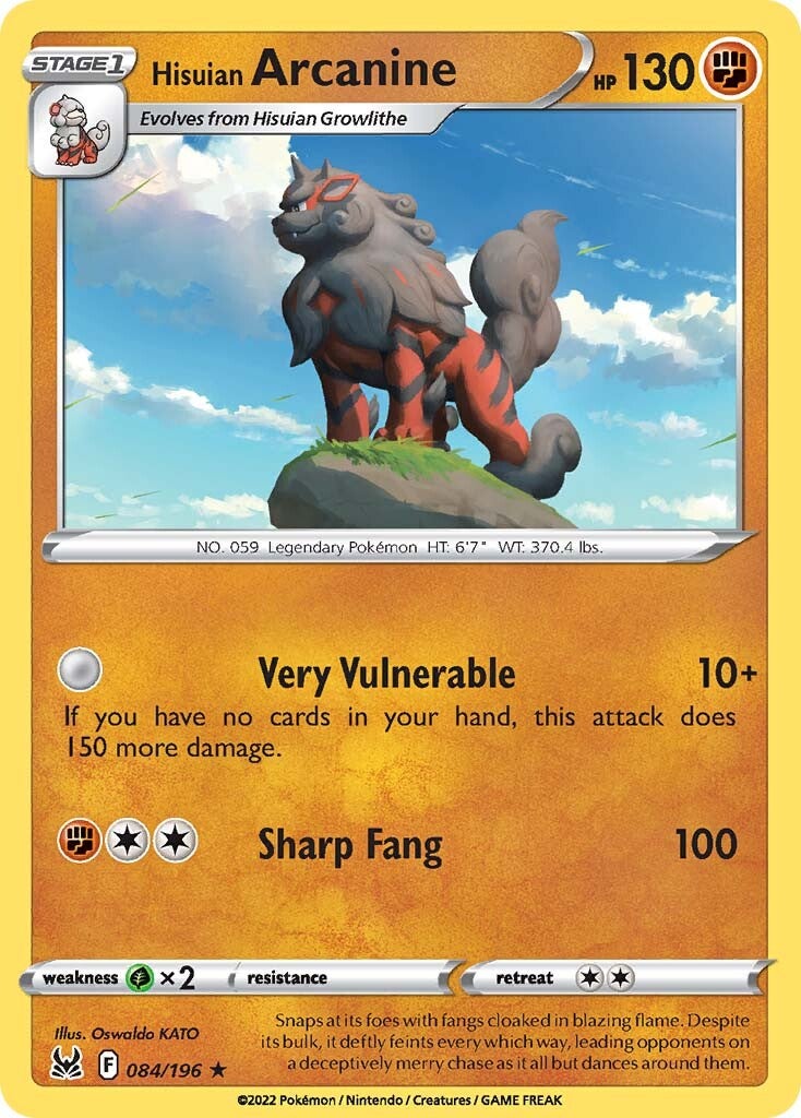 Hisuian Arcanine (084/196) (Theme Deck Exclusive) [Sword & Shield: Lost Origin] | I Want That Stuff Brandon