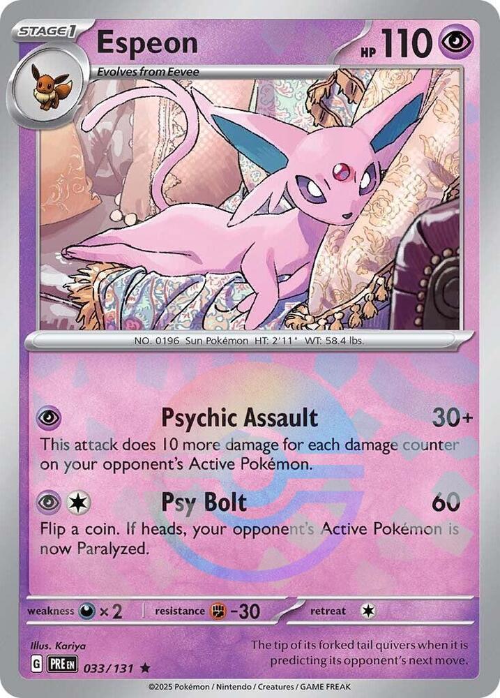 Espeon (033/131) (Poke Ball Pattern) [Scarlet & Violet: Prismatic Evolutions] | I Want That Stuff Brandon