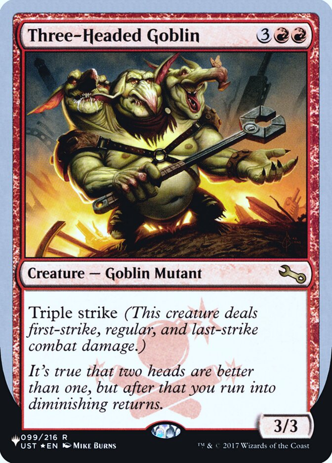 Three-Headed Goblin (Unfinity Foil Edition) [The List] | I Want That Stuff Brandon
