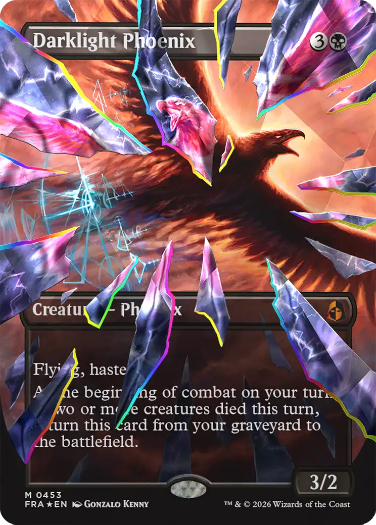 Darklight Phoenix (Borderless) (Facet Foil) (0453) [Reality Fracture] | I Want That Stuff Brandon