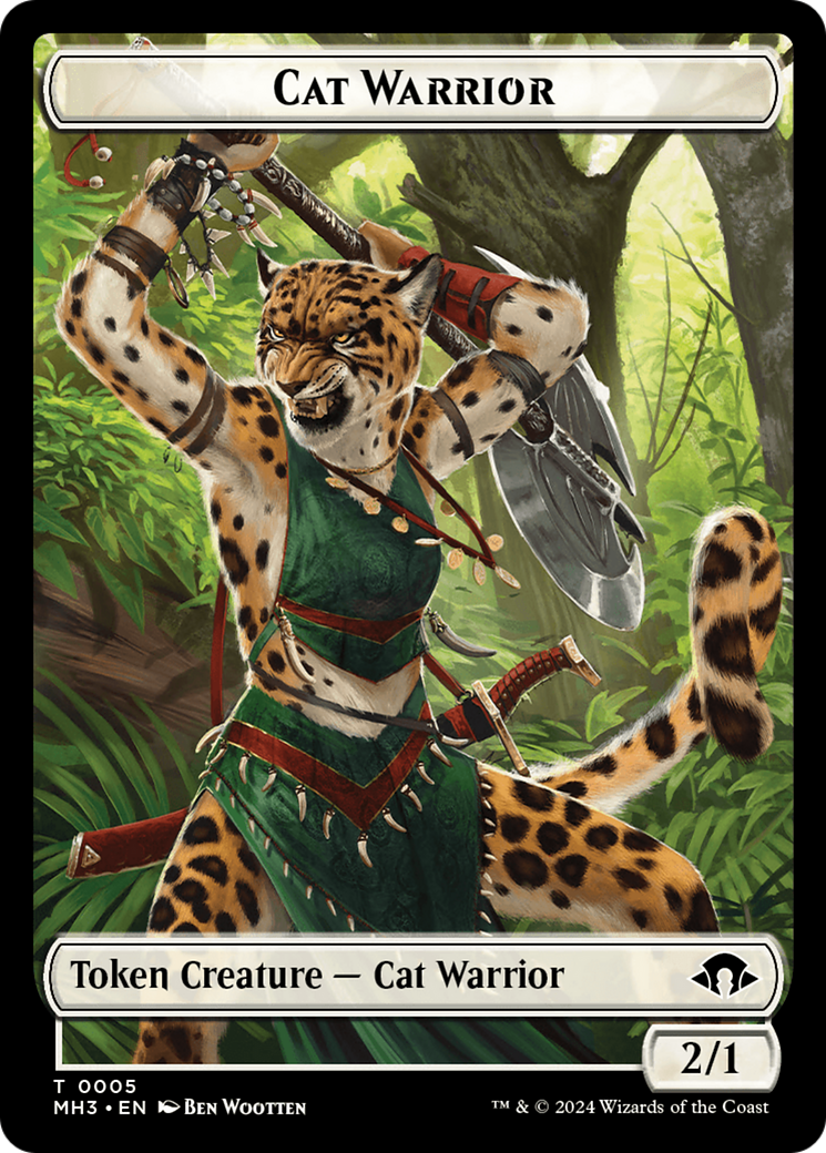 Cat Warrior // Energy Reserve Double-Sided Token [Modern Horizons 3 Tokens] | I Want That Stuff Brandon