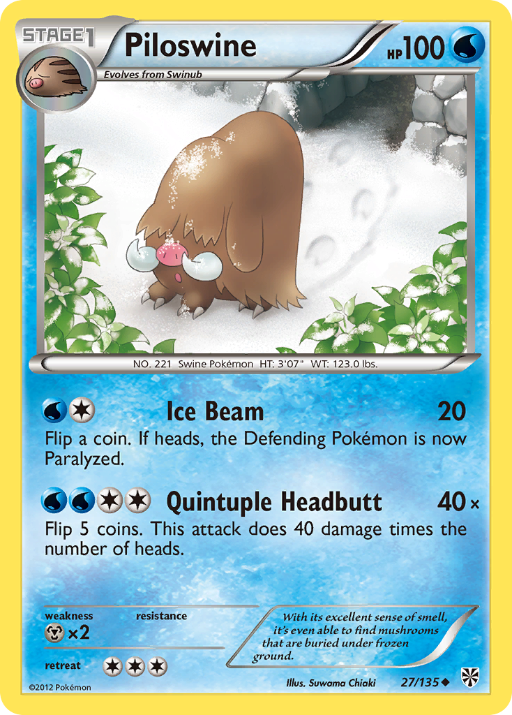 Piloswine (27/135) [Black & White: Plasma Storm] | I Want That Stuff Brandon