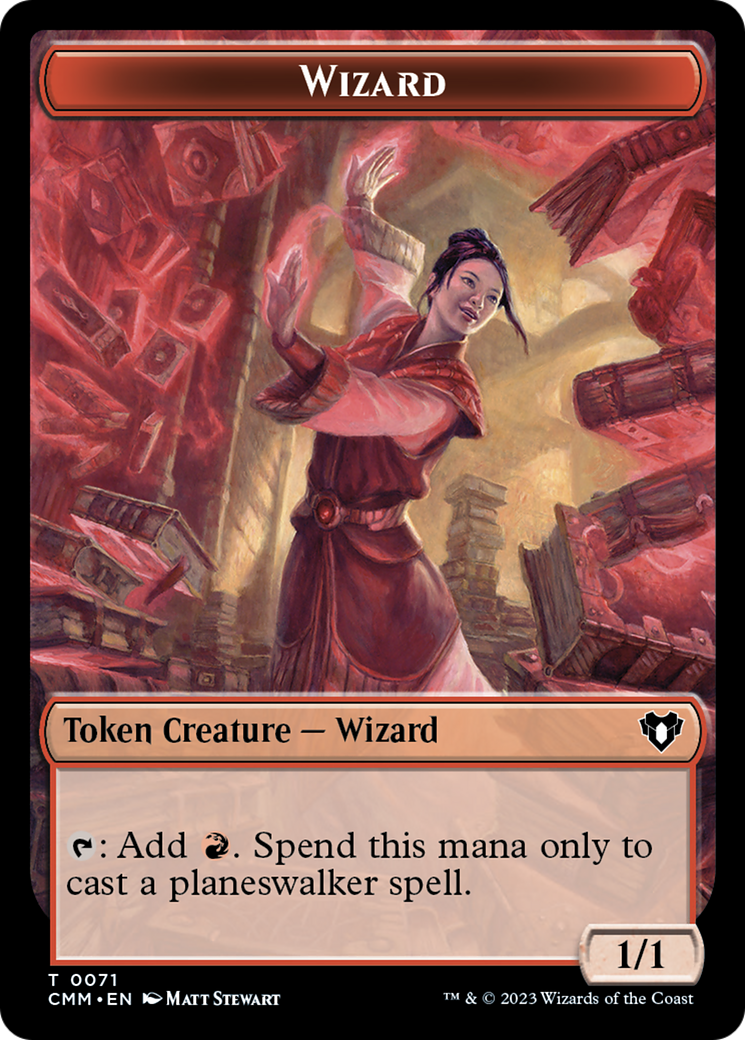 Chandra, Torch of Defiance Emblem // Wizard Double-Sided Token [Commander Masters Tokens] | I Want That Stuff Brandon