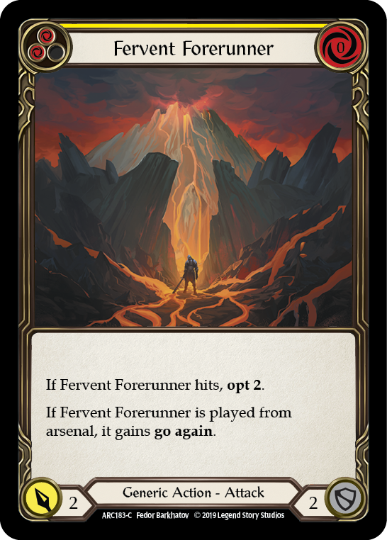 Fervent Forerunner (Yellow) [ARC183-C] (Arcane Rising)  1st Edition Rainbow Foil | I Want That Stuff Brandon