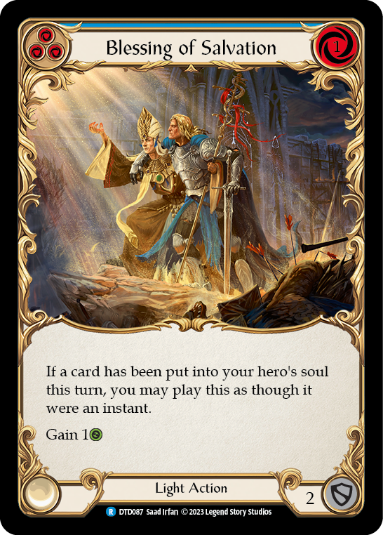Blessing of Salvation (Blue) [DTD087] (Dusk Till Dawn)  Rainbow Foil | I Want That Stuff Brandon