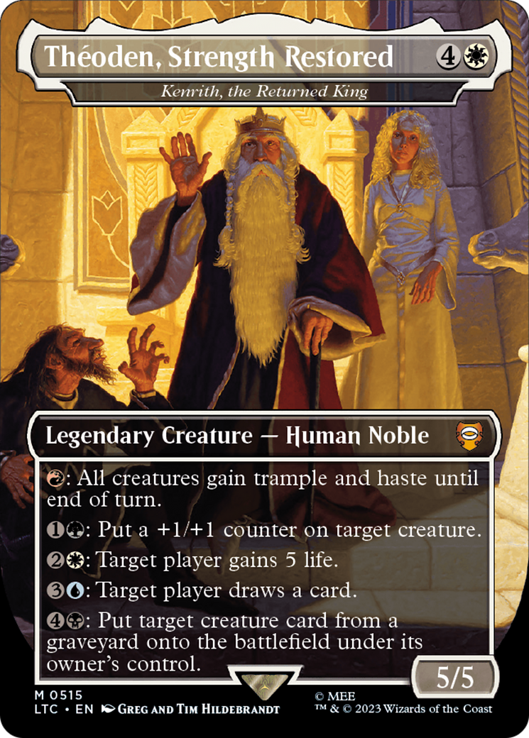 Theoden, Strength Restored - Kenrith, the Returned King (Borderless) [The Lord of the Rings: Tales of Middle-Earth Commander] | I Want That Stuff Brandon
