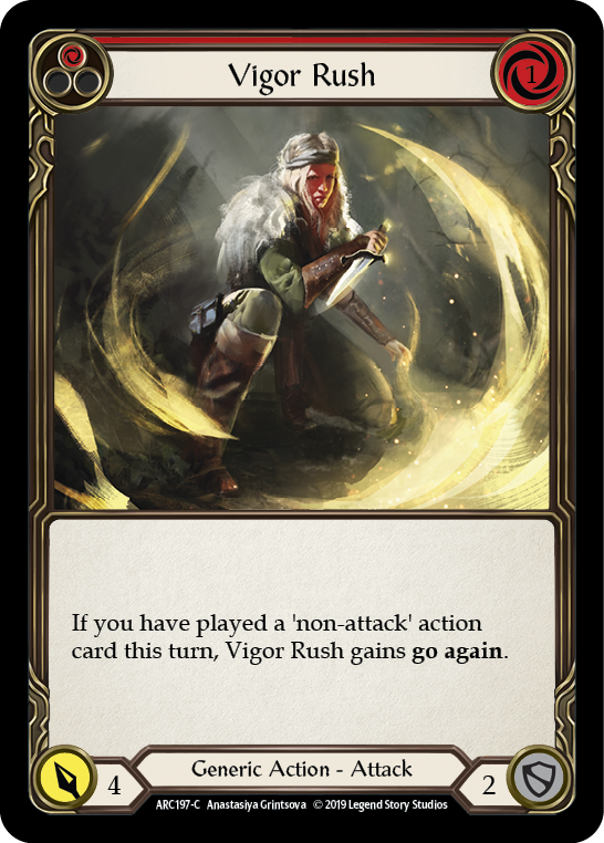 Vigor Rush (Red) [ARC197-C] (Arcane Rising)  1st Edition Rainbow Foil | I Want That Stuff Brandon