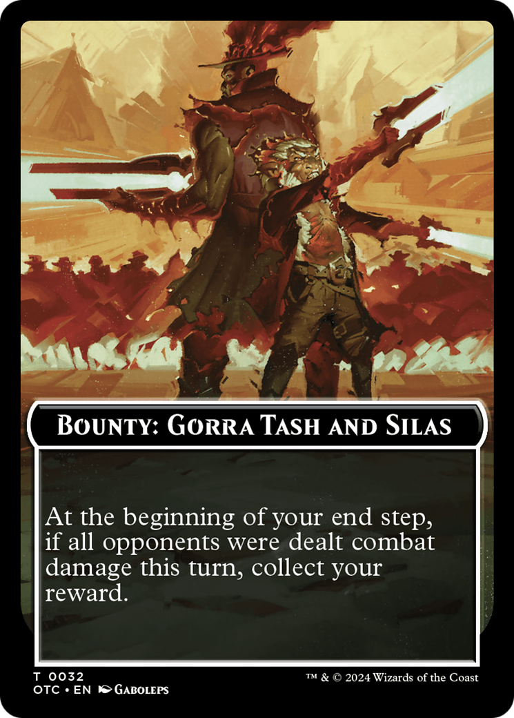 Bounty: Gorra Tash and Silas // Bounty Rules Double-Sided Token [Outlaws of Thunder Junction Commander Tokens] | I Want That Stuff Brandon