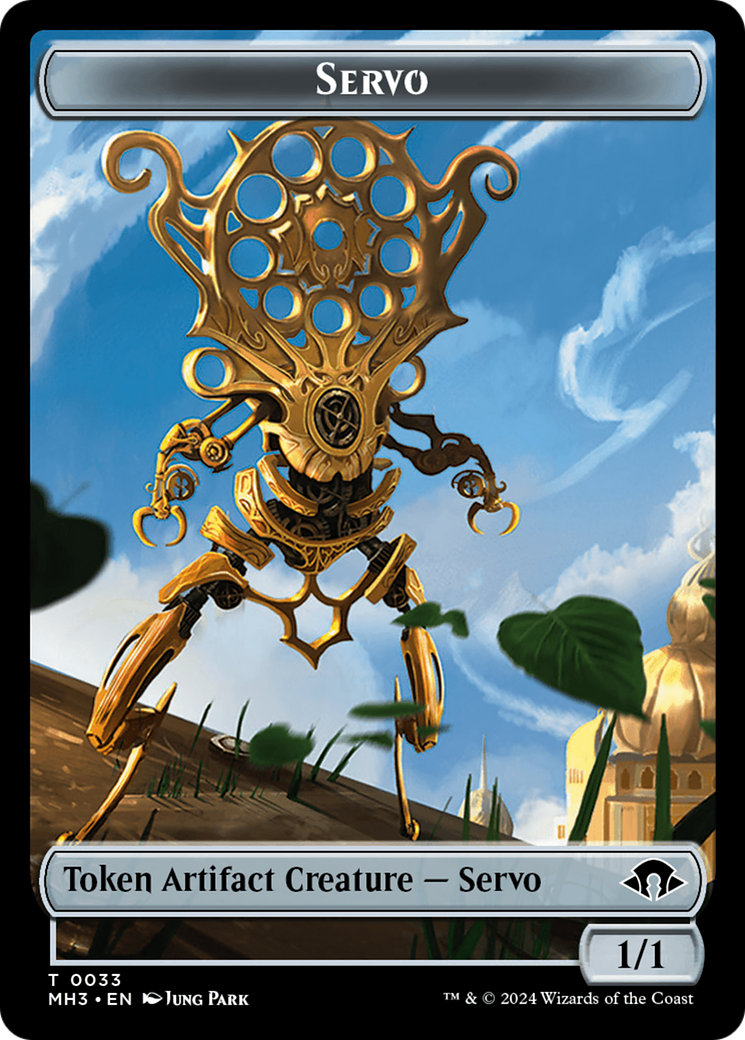 Phyrexian Myr (Ripple Foil) // Servo Double-Sided Token [Modern Horizons 3 Commander Tokens] | I Want That Stuff Brandon