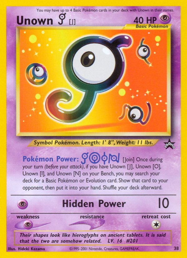 Unown [J] (38) [Wizards of the Coast: Black Star Promos] | I Want That Stuff Brandon