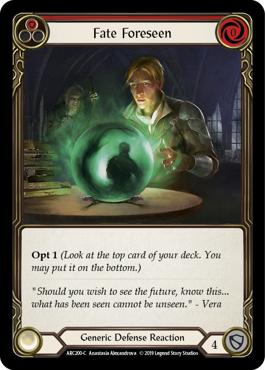 Fate Foreseen (Red) [ARC200-C] (Arcane Rising)  1st Edition Rainbow Foil | I Want That Stuff Brandon