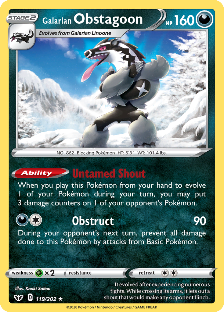 Galarian Obstagoon (119/202) [Sword & Shield: Base Set] | I Want That Stuff Brandon