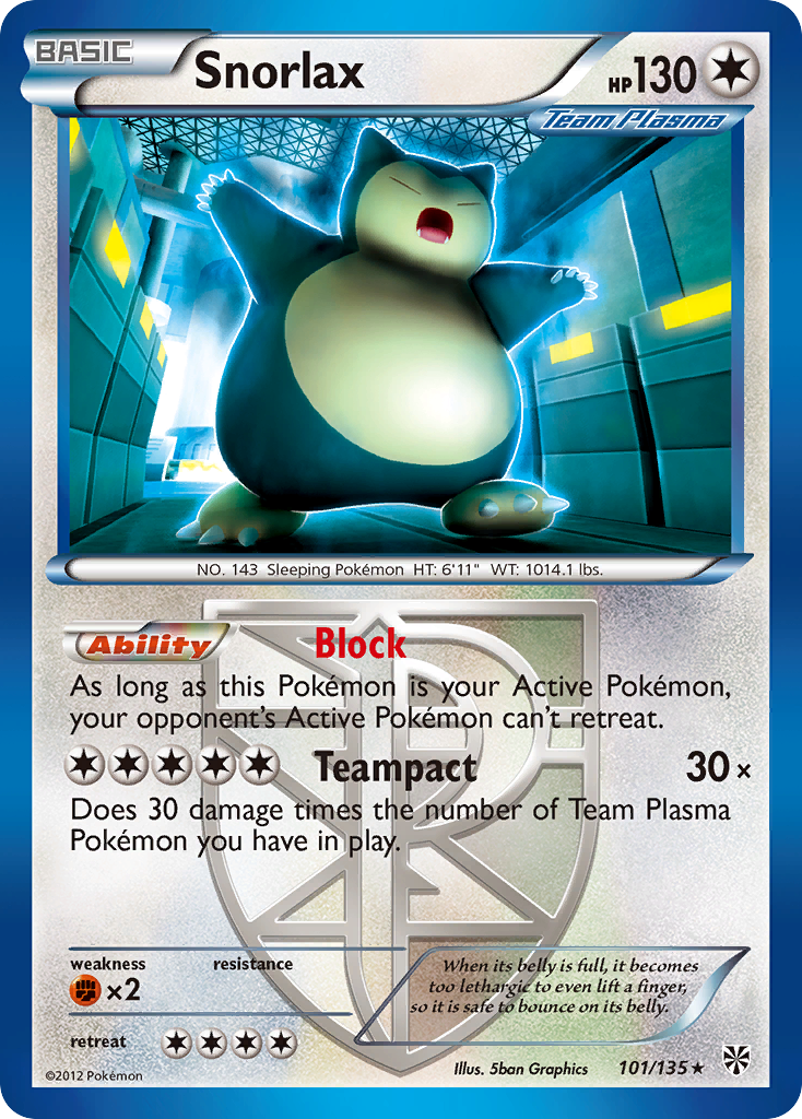 Snorlax (101/135) [Black & White: Plasma Storm] | I Want That Stuff Brandon