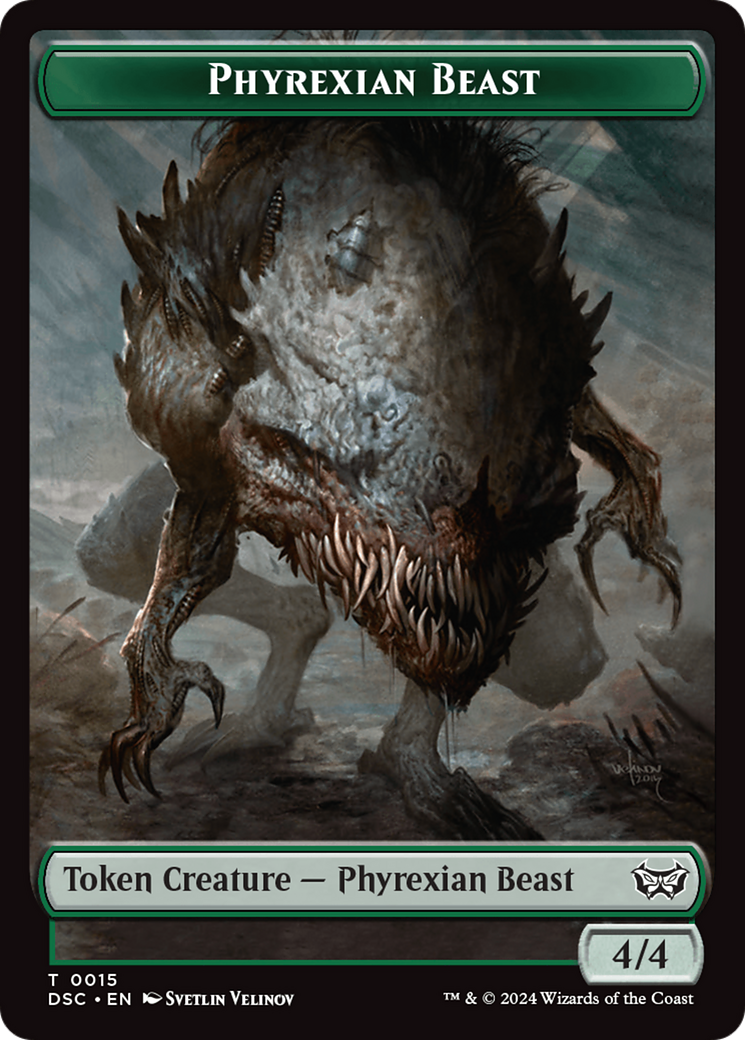 Phyrexian Beast //Manifest Double-Sided Token [Duskmourn: House of Horror Commander Tokens] | I Want That Stuff Brandon