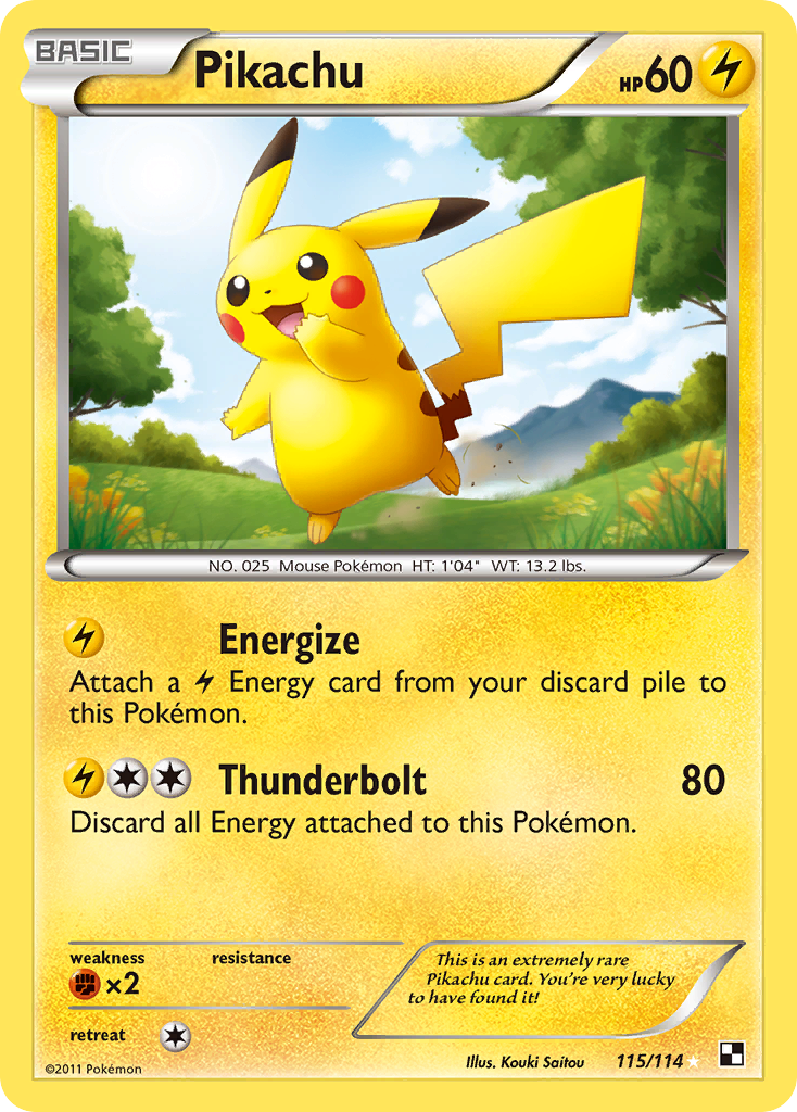 Pikachu (115/114) [Black & White: Base Set] | I Want That Stuff Brandon
