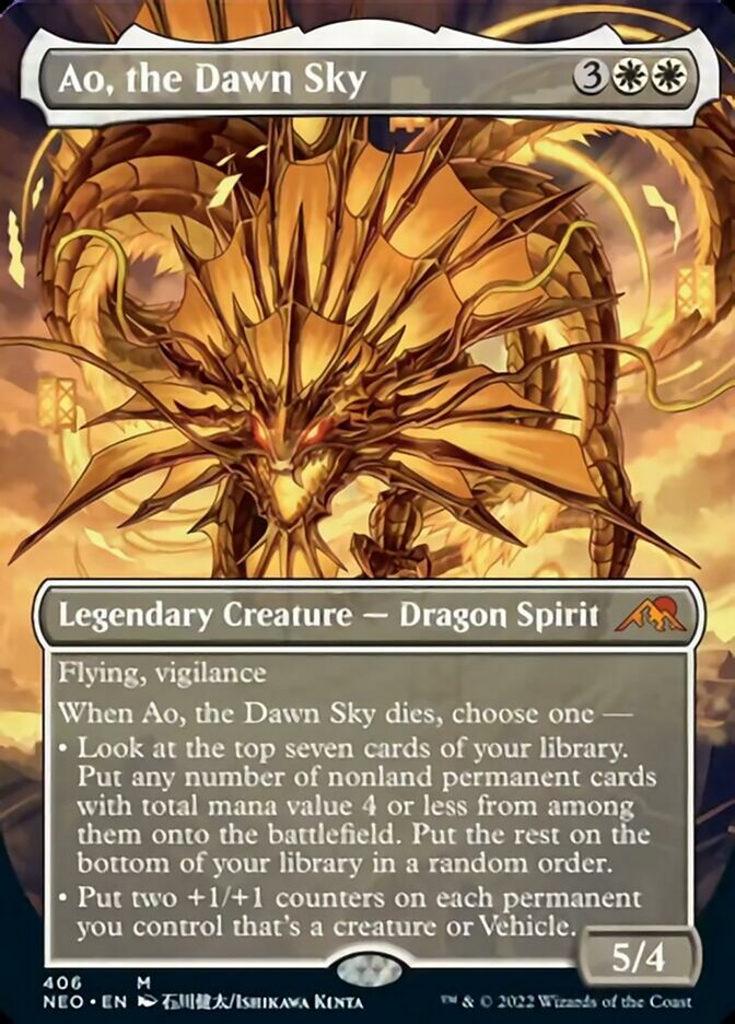 Ao, the Dawn Sky (Borderless Alternate Art) [Kamigawa: Neon Dynasty] | I Want That Stuff Brandon