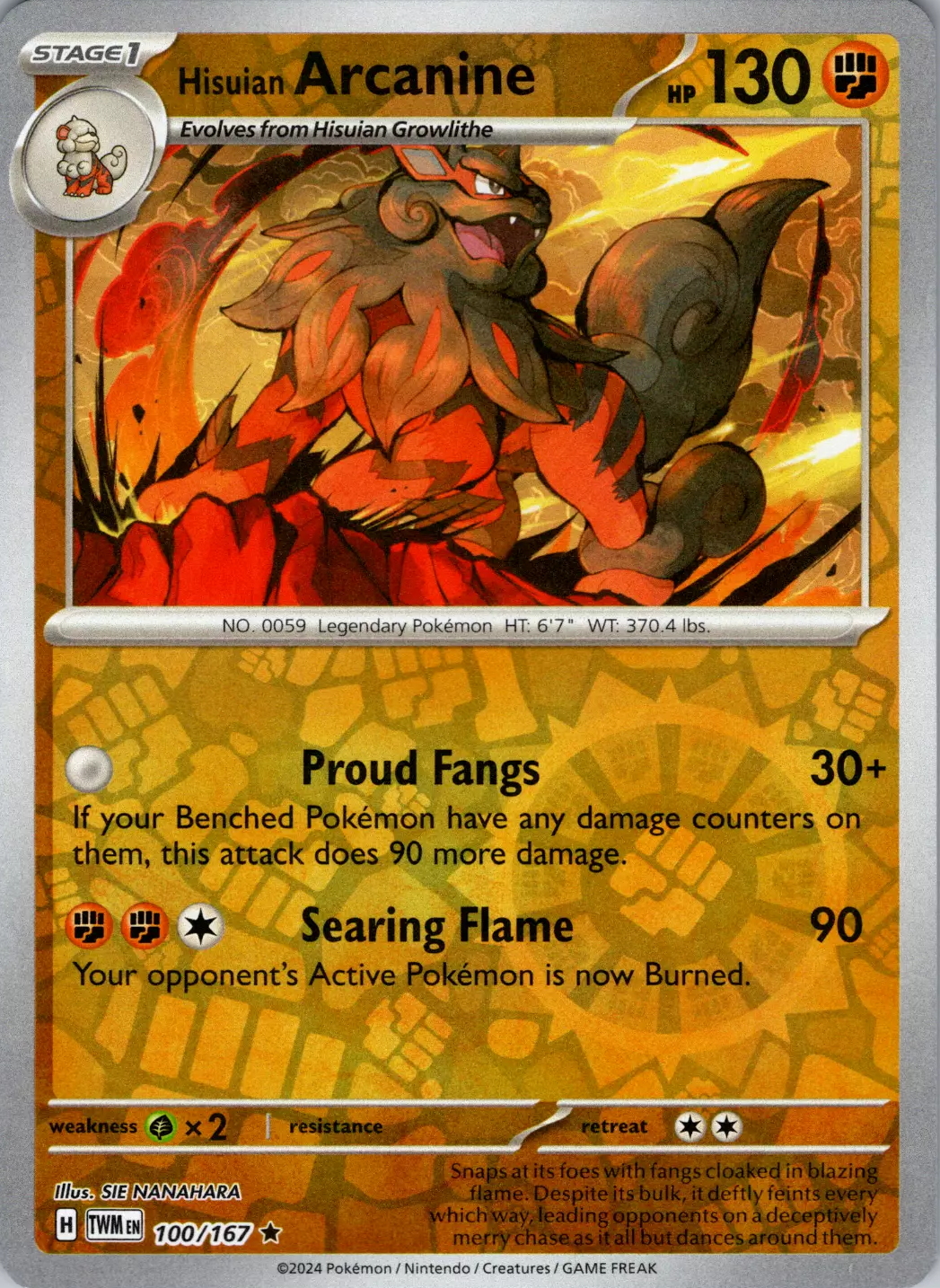 Hisuian Arcanine (100/167) [Scarlet & Violet: Twilight Masquerade] | I Want That Stuff Brandon