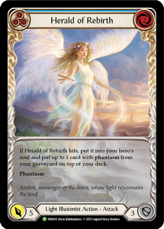 Herald of Rebirth (Blue) [FAB034] (Promo)  Rainbow Foil | I Want That Stuff Brandon