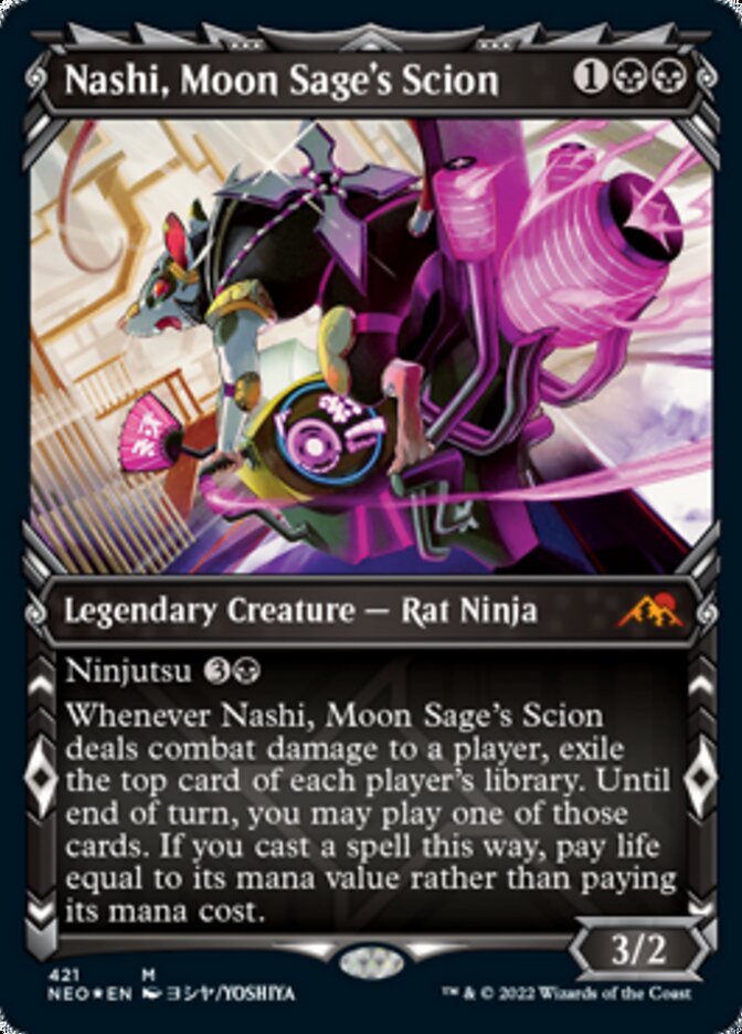 Nashi, Moon Sage's Scion (Showcase) (Foil Etched) [Kamigawa: Neon Dynasty] | I Want That Stuff Brandon