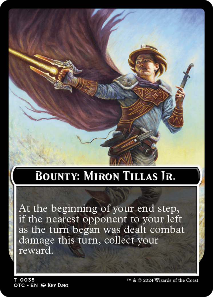 Bounty: Miron Tillas Jr. // Bounty Rules Double-Sided Token [Outlaws of Thunder Junction Commander Tokens] | I Want That Stuff Brandon