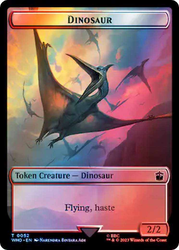 Warrior // Dinosaur Double-Sided Token (Surge Foil) [Doctor Who Tokens] | I Want That Stuff Brandon