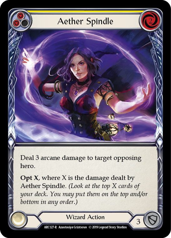 Aether Spindle (Yellow) [ARC127-R] (Arcane Rising)  1st Edition Normal | I Want That Stuff Brandon