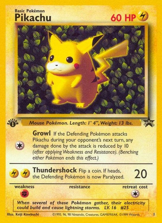 Pikachu (1) (1st Edition Misprint Promo) [Wizards of the Coast: Black Star Promos] | I Want That Stuff Brandon