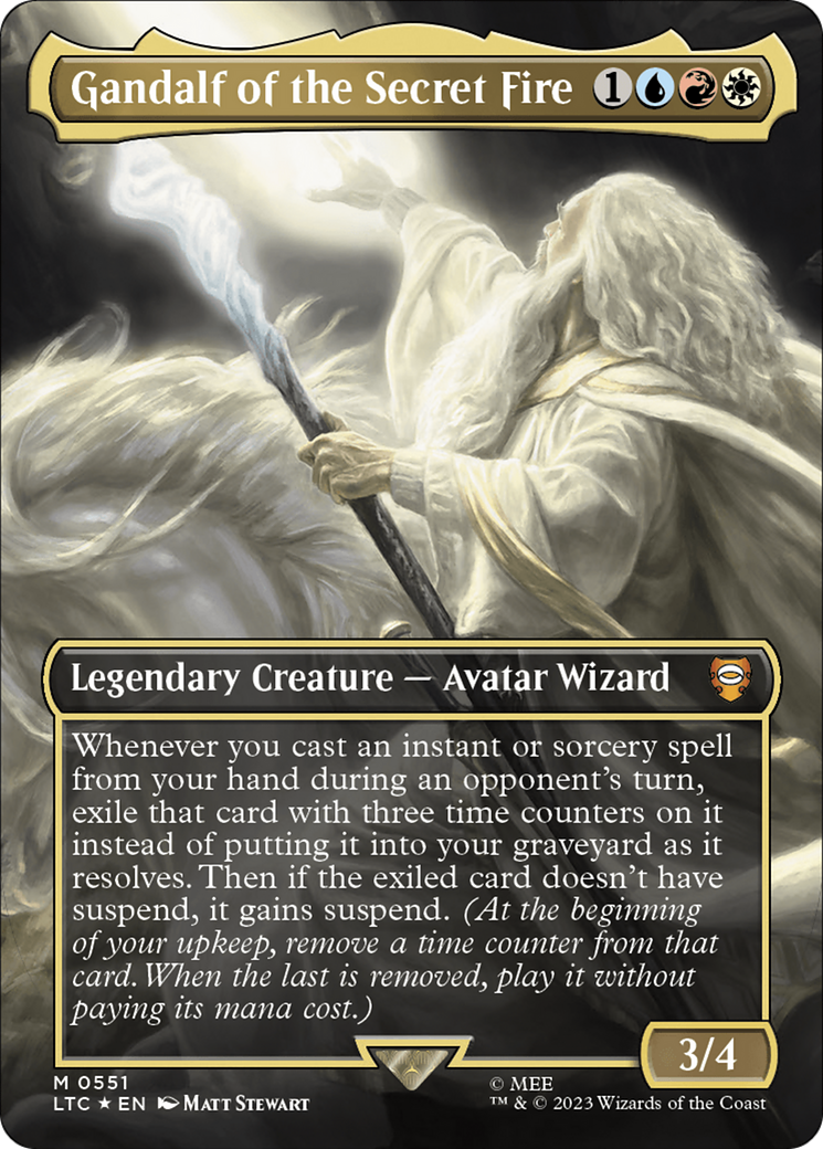 Gandalf of the Secret Fire (Borderless) (Surge Foil) [The Lord of the Rings: Tales of Middle-Earth Commander] | I Want That Stuff Brandon