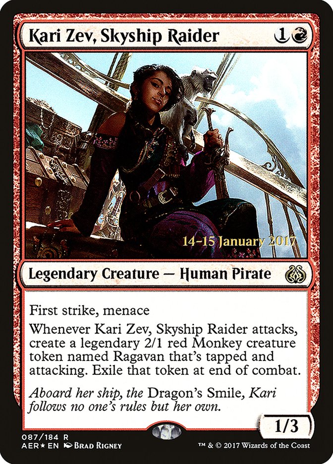 Kari Zev, Skyship Raider [Aether Revolt Prerelease Promos] | I Want That Stuff Brandon