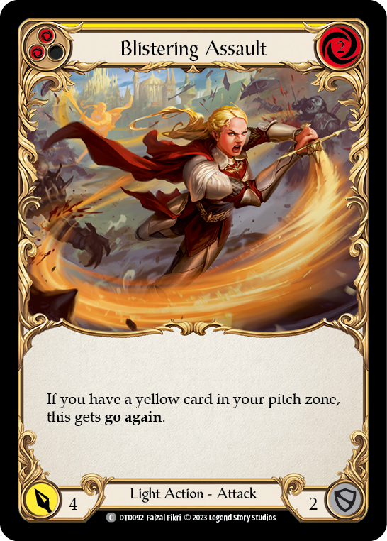 Blistering Assault (Yellow) [DTD092] (Dusk Till Dawn)  Rainbow Foil | I Want That Stuff Brandon