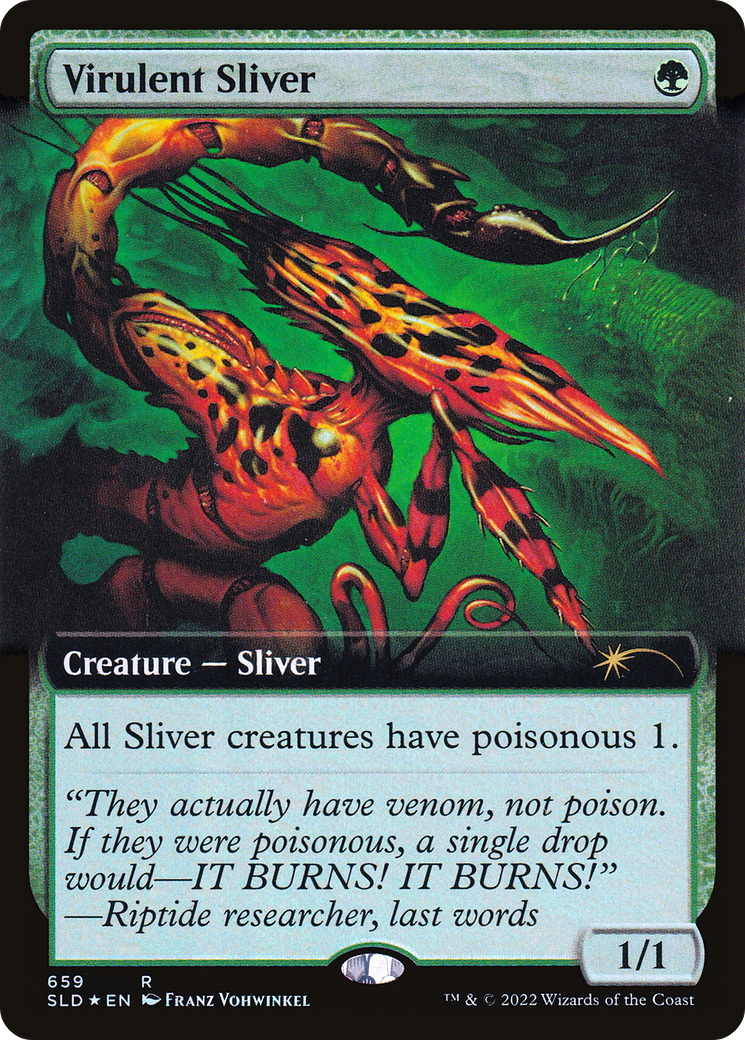 Virulent Sliver (Extended Art) (Step-and-Compleat Foil) [Secret Lair Drop Promos] | I Want That Stuff Brandon