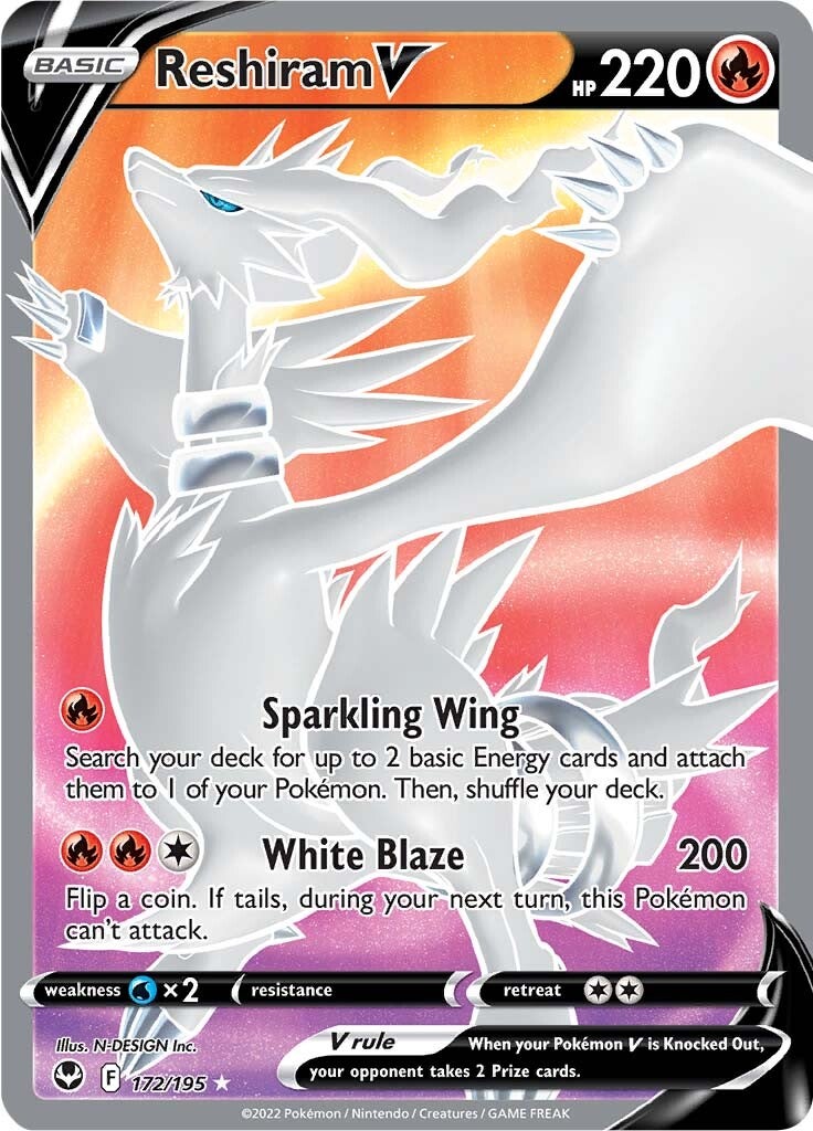 Reshiram V (172/195) [Sword & Shield: Silver Tempest] | I Want That Stuff Brandon