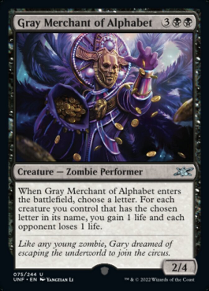 Gray Merchant of Alphabet [Unfinity] | I Want That Stuff Brandon