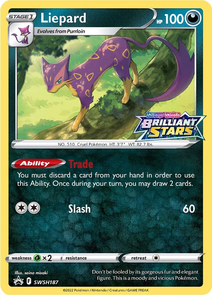 Liepard (SWSH187) (Prerelease Promo) [Sword & Shield: Black Star Promos] | I Want That Stuff Brandon