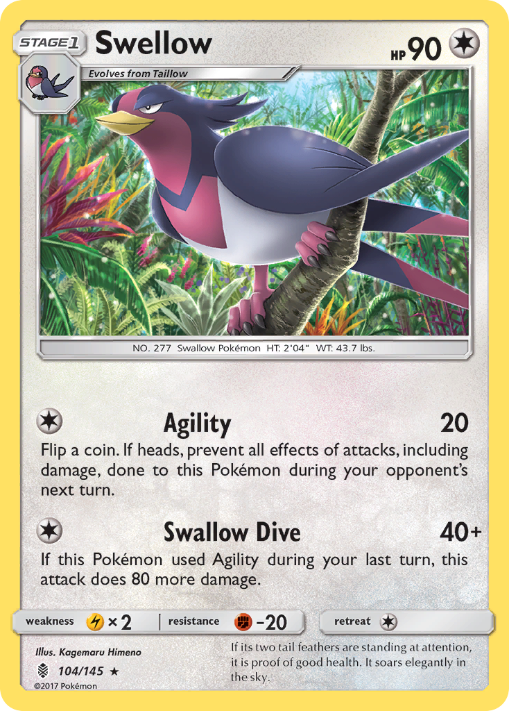 Swellow (104/145) [Sun & Moon: Guardians Rising] | I Want That Stuff Brandon