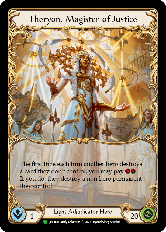 Theryon, Magister of Justice [JDG008] (Promo)  Rainbow Foil | I Want That Stuff Brandon