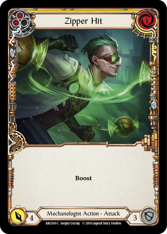 Zipper Hit (Yellow) [ARC030-C] (Arcane Rising)  1st Edition Rainbow Foil | I Want That Stuff Brandon