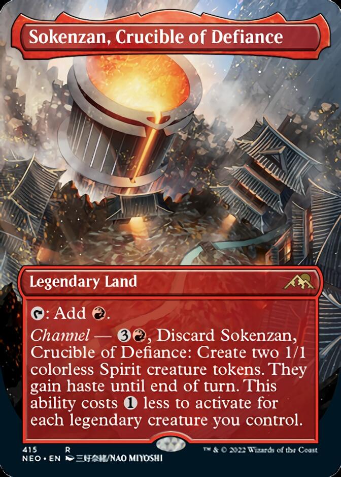 Sokenzan, Crucible of Defiance (Borderless Alternate Art) [Kamigawa: Neon Dynasty] | I Want That Stuff Brandon