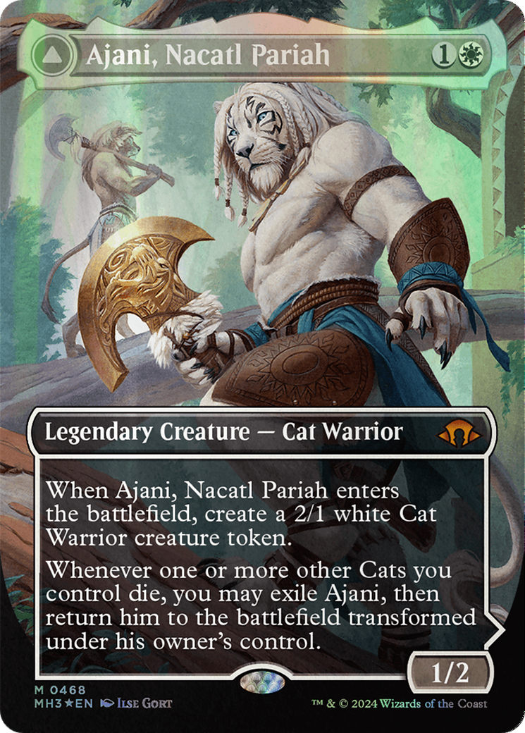 Ajani, Nacatl Pariah // Ajani, Nacatl Avenger (Borderless) (Textured Foil) [Modern Horizons 3] | I Want That Stuff Brandon