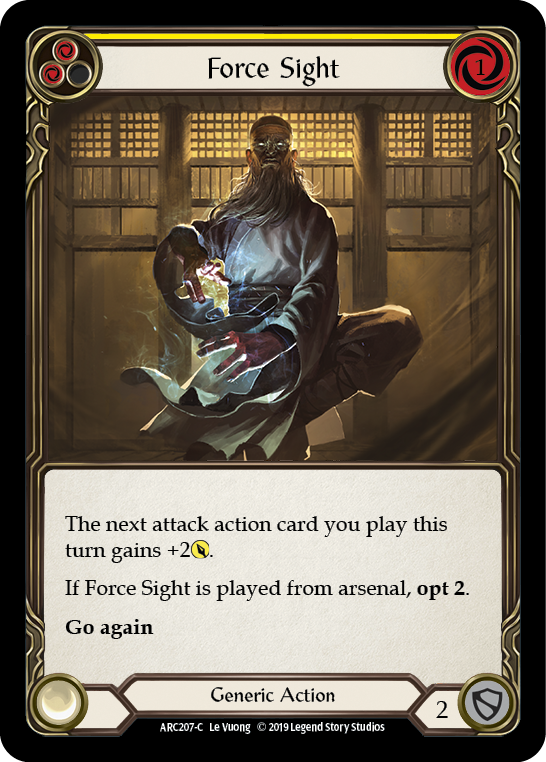 Force Sight (Yellow) [ARC207-C] (Arcane Rising)  1st Edition Rainbow Foil | I Want That Stuff Brandon