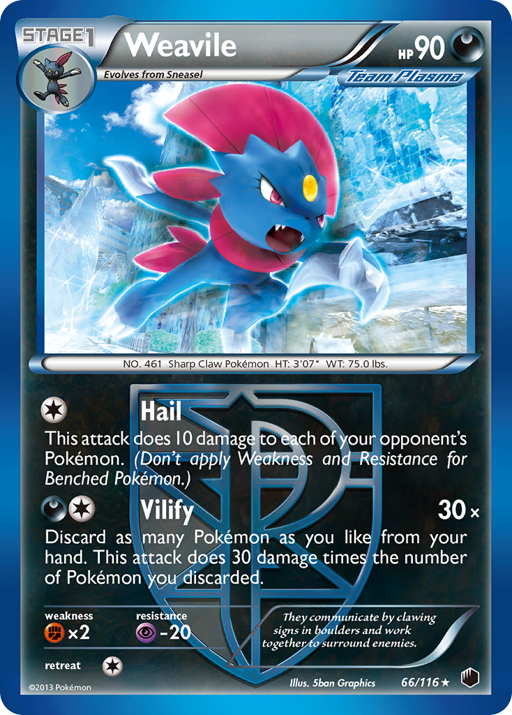 Weavile (66/116) [Black & White: Plasma Freeze] | I Want That Stuff Brandon