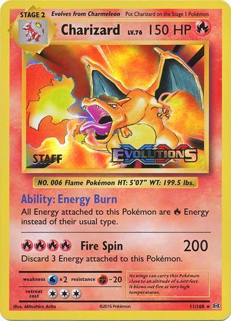 Charizard (11/108) (XY Evolutions Staff Prerelease) [XY: Black Star Promos] | I Want That Stuff Brandon