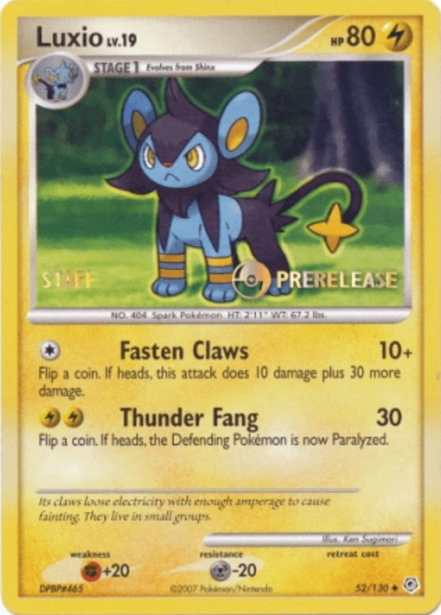 Luxio (52/130) (Prerelease Promo Staff) [Nintendo: Black Star Promos] | I Want That Stuff Brandon
