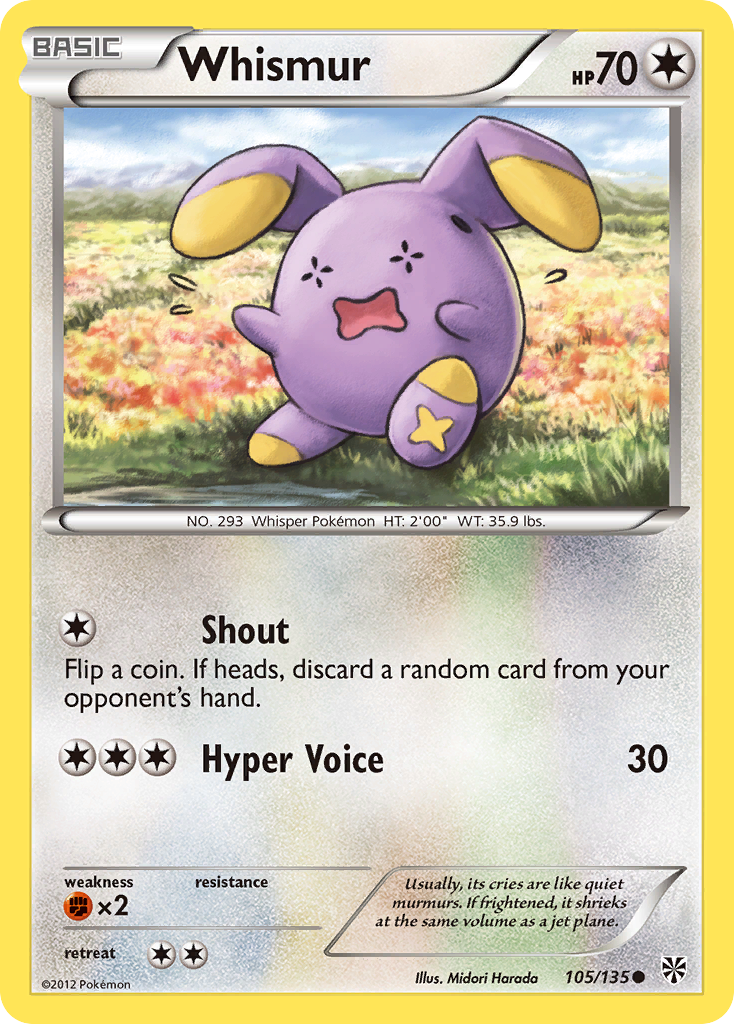 Whismur (105/135) [Black & White: Plasma Storm] | I Want That Stuff Brandon
