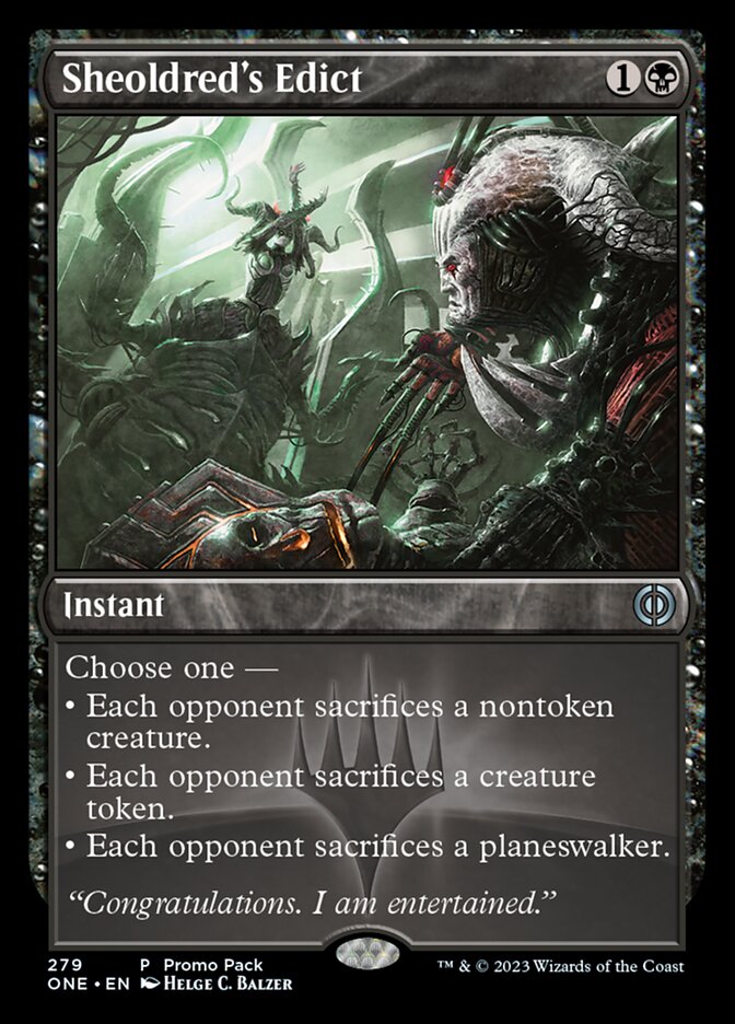 Sheoldred's Edict (Promo Pack) [Phyrexia: All Will Be One Promos] | I Want That Stuff Brandon