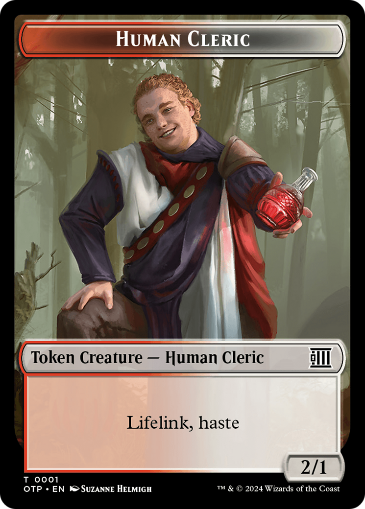 Human Cleric // Plot Double-Sided Token [Outlaws of Thunder Junction: Breaking News Tokens] | I Want That Stuff Brandon