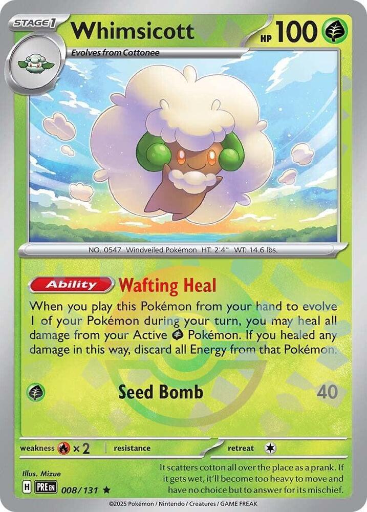 Whimsicott (008/131) (Poke Ball Pattern) [Scarlet & Violet: Prismatic Evolutions] | I Want That Stuff Brandon