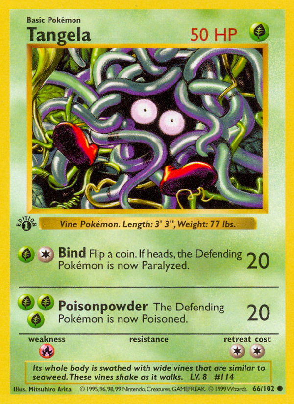 Tangela (66/102) (Shadowless) [Base Set 1st Edition] | I Want That Stuff Brandon
