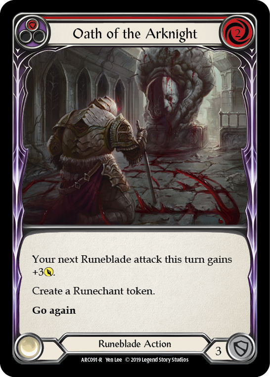 Oath of the Arknight (Red) [ARC091-R] (Arcane Rising)  1st Edition Rainbow Foil | I Want That Stuff Brandon